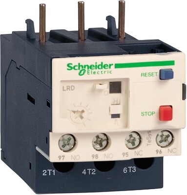 Schneider Overload Relay LRD21, Adjustable Thermal Overload Relay for Motor Protection, Compatible with Contactors, Provides Reliable Overcurrent Protection